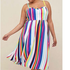 Torrid‎ Size 3 (3X) Striped Rainbow Flag Pride Challis Midi Dress w/Pockets Gay